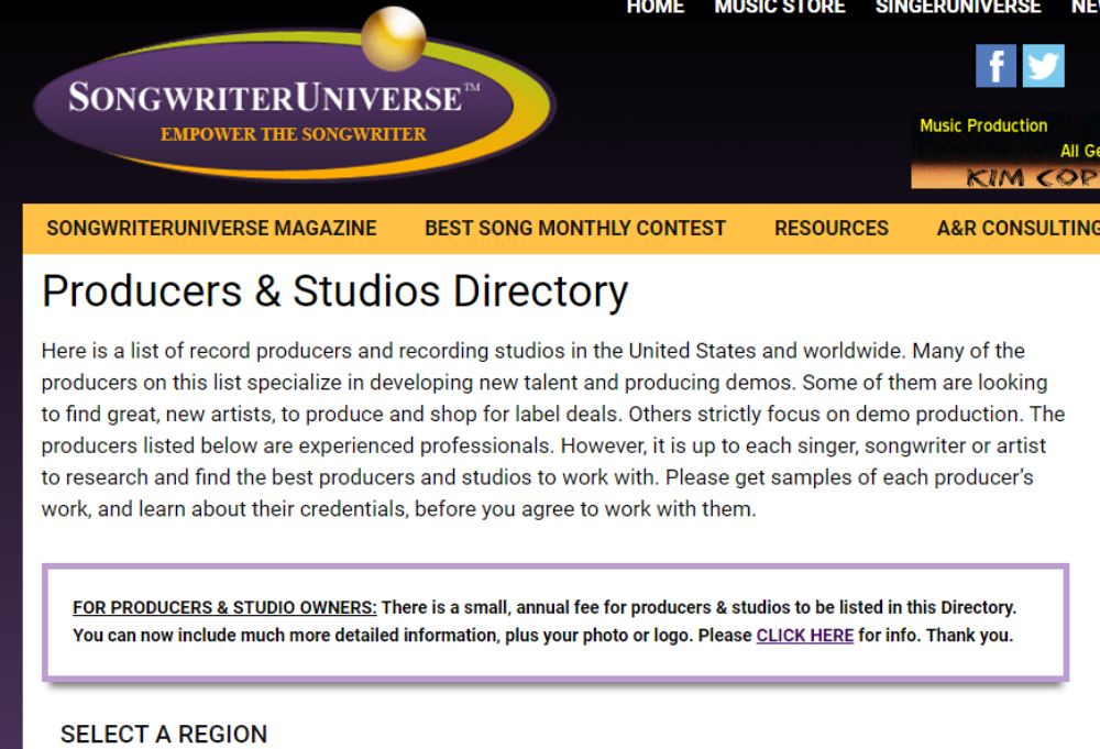 11. Get Listed in The Producer’s Listings Directory