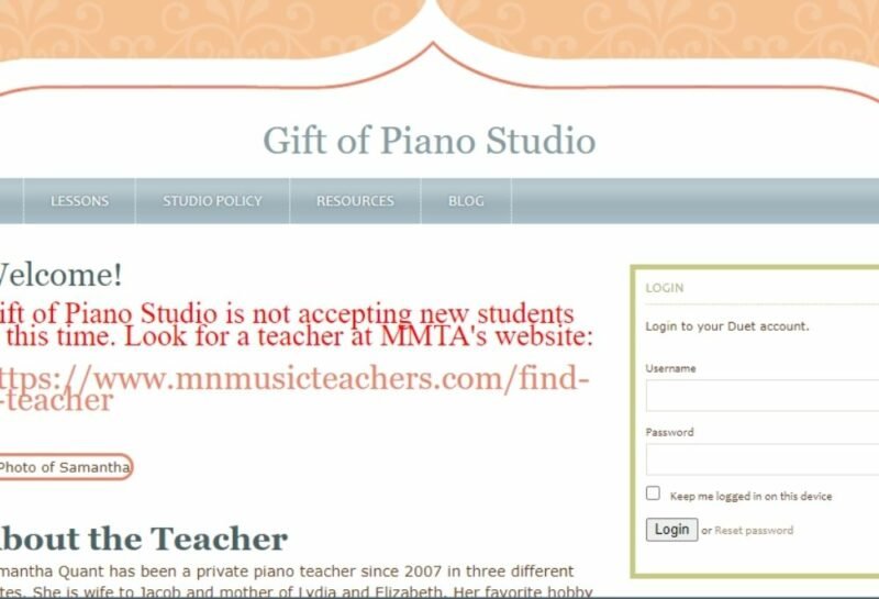 Gift of Piano Studio – Piano Lessons by Teacher Samantha Quant