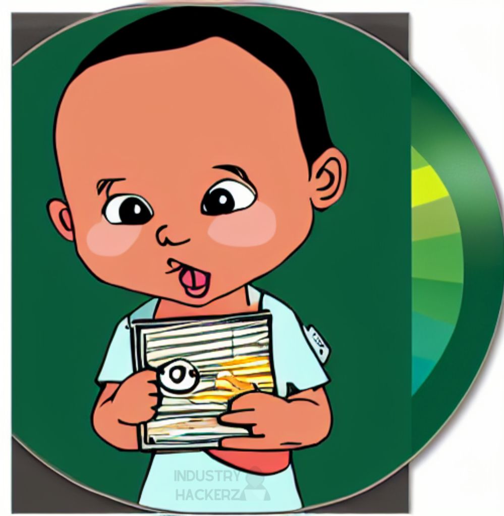 cartoon baby holding a CD